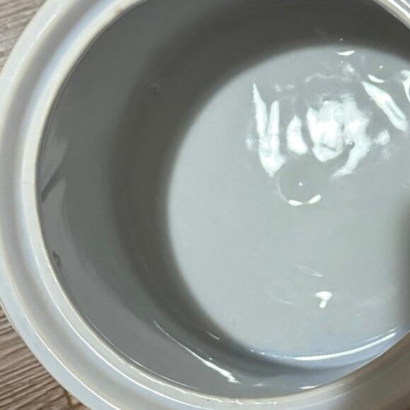 Vintage McCoy Lancaster Colony crock canister cookie jar. 1974-85. White & green - Picture 8 of 8